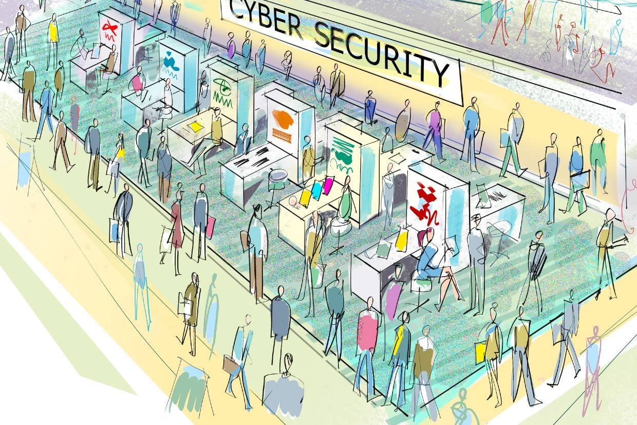 Grafische Visualisierung: Gemeinschaftsstand Cyber Security - Powertage 2022.